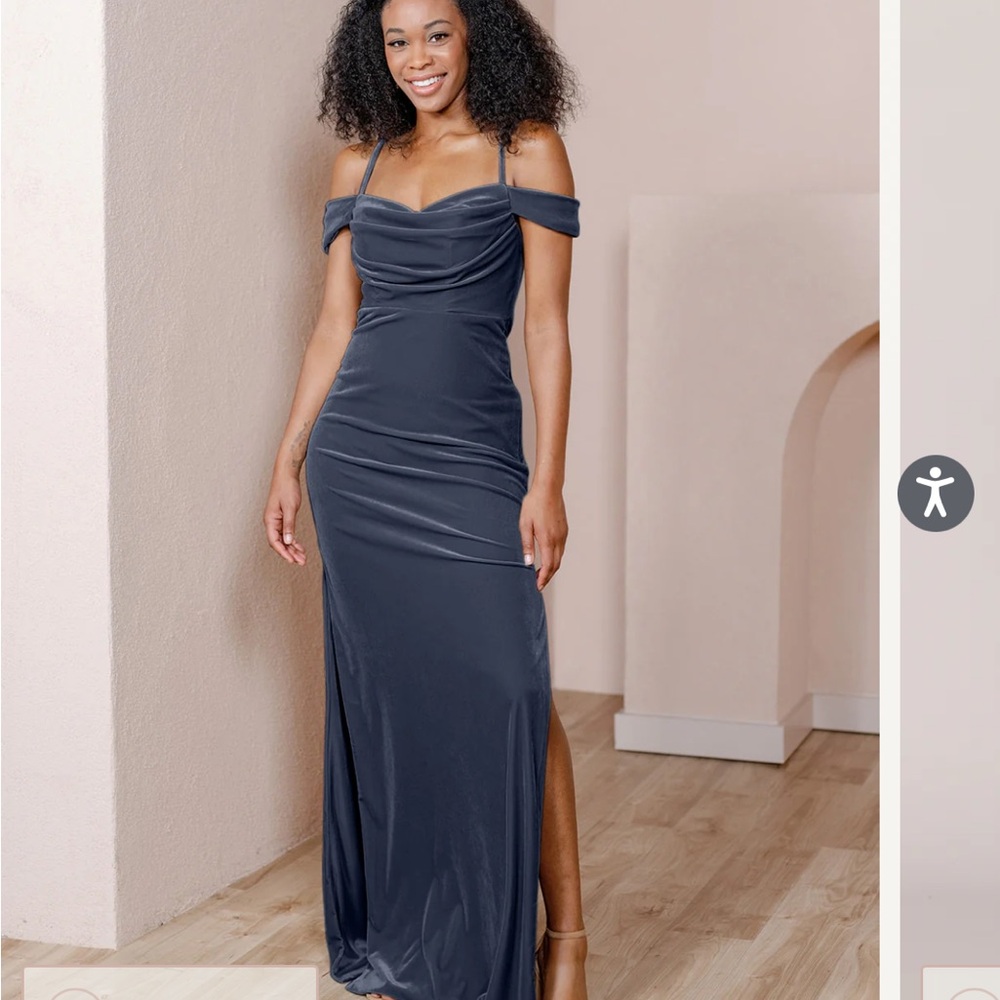 Elegant Off-Shoulder Navy Blue Dress